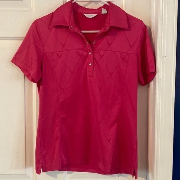 Women’s Pink Callaway Polyester & Spandex Short Sleeve Golf Top Size Medium - Picture 2 of 9